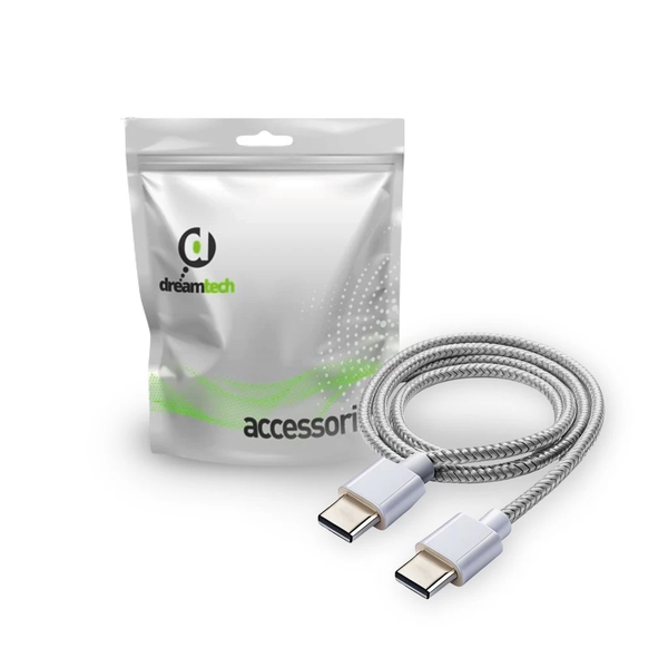 Dreamtech PD fonott kábel fehér USB-C / USB-C 3A 60W