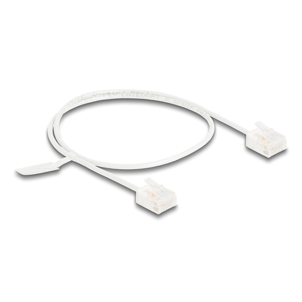 Delock RJ45 Netzwerkkabel Cat.6 UTP Ultra Slim 0,5 m weiß mit kurzen Steckern