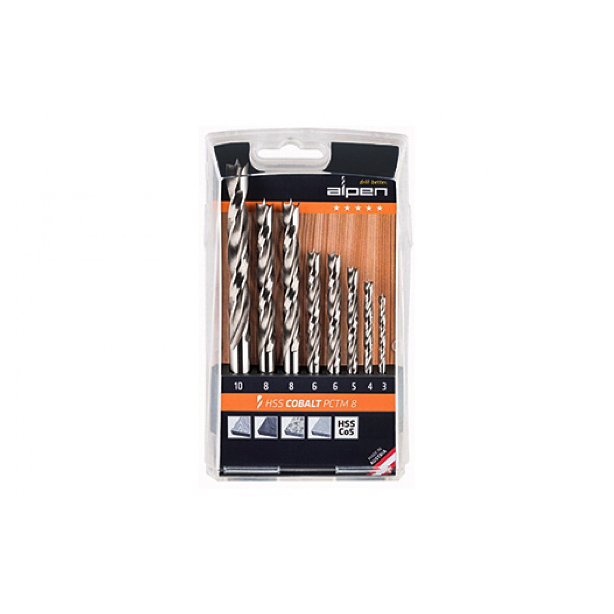 Alpen 63300008100 HSS-Co5 Fúrószár készlet (8db / csomag) (63300008100)