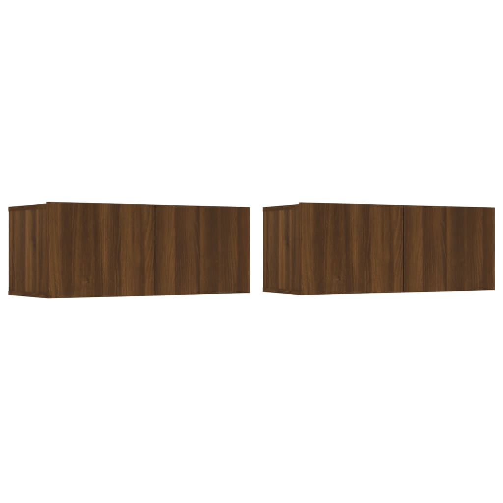 2 db barna tölgy színű szerelt fa TV-szekrény 80 x 30 x 30 cm (820465)