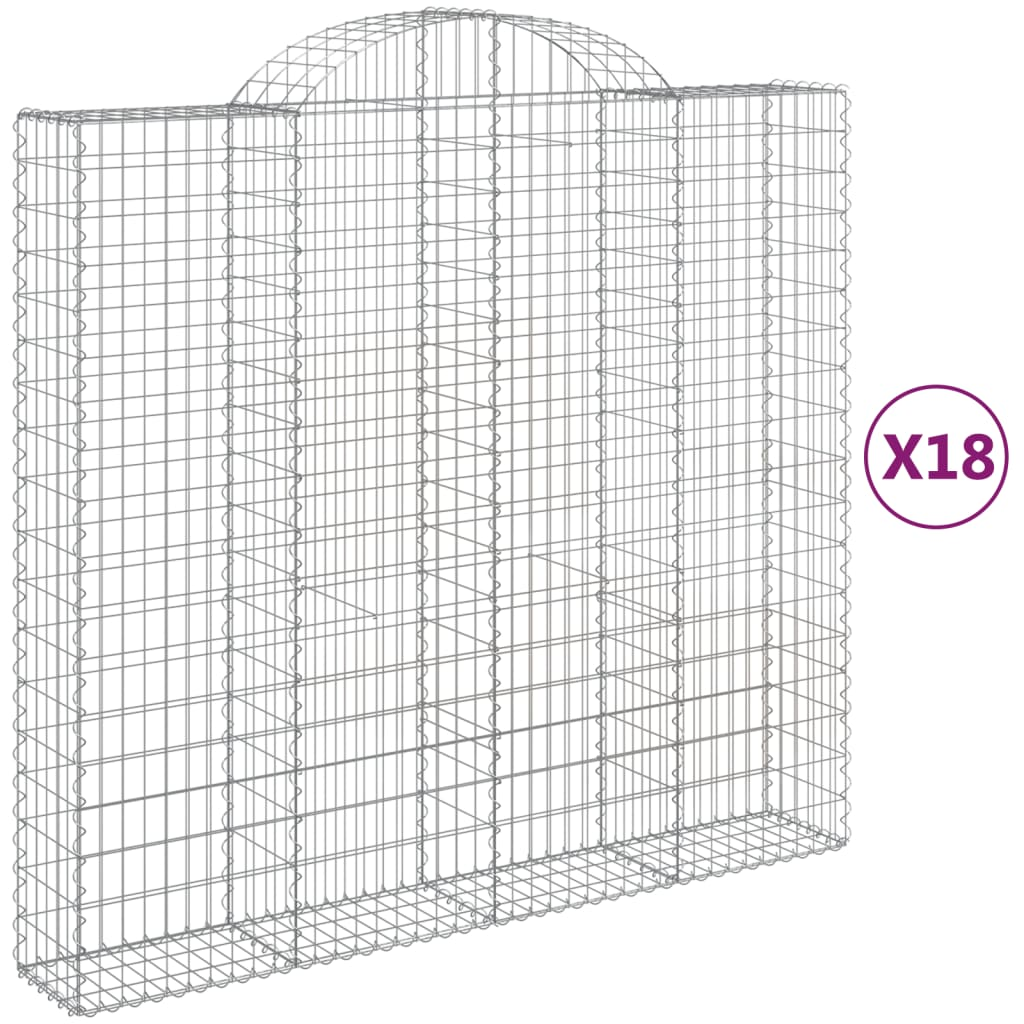18 db íves horganyzott vas gabion kosár 200x50x180/200 cm (3146418)