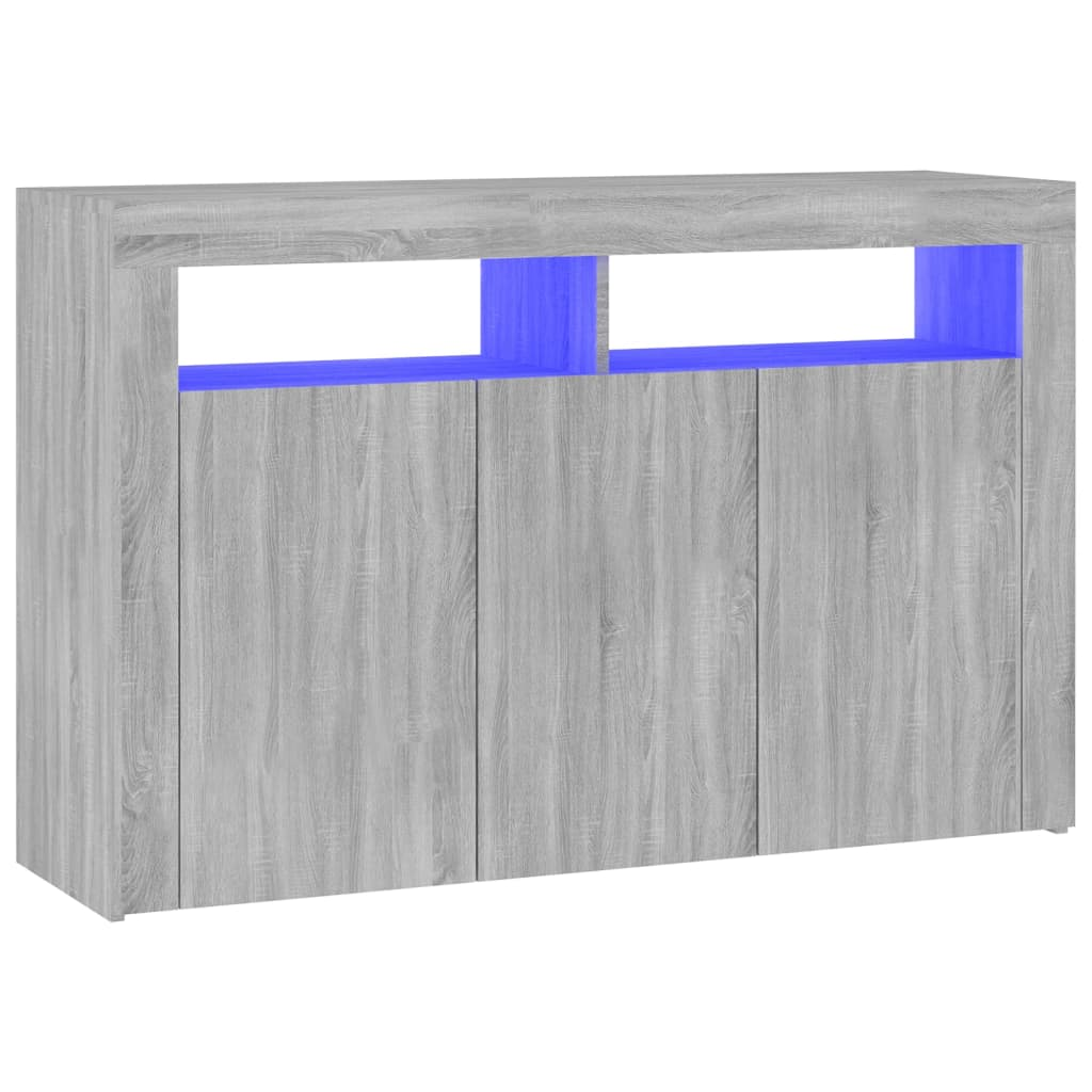 szürke sonoma tálalószekrény LED-világítással 115,5x30x75 cm (815733)
