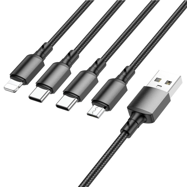 KABEL 4V1 USB NA 2X TYPC, MICRO USB, LIGHTNING 1M