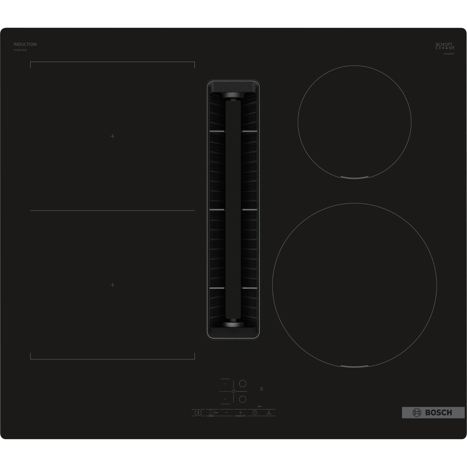 Bosch Serie 4 PVS611B16E főzőlap Fekete Beépített 59.2 cm Zónás indukciós főzőlap 4 zóna (PVS611B16E)