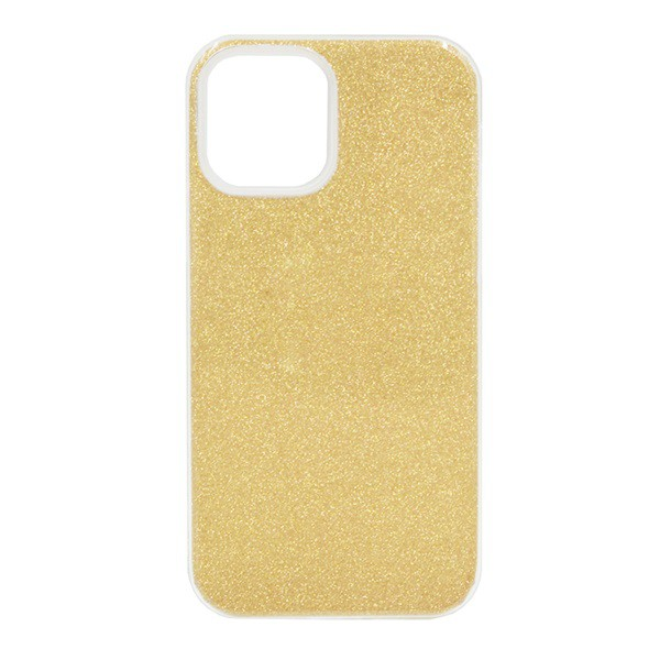 Szilikon telefonvédő (műanyag belső, csillogó hátlap) ARANY [Apple iPhone 13] (5996591150772)