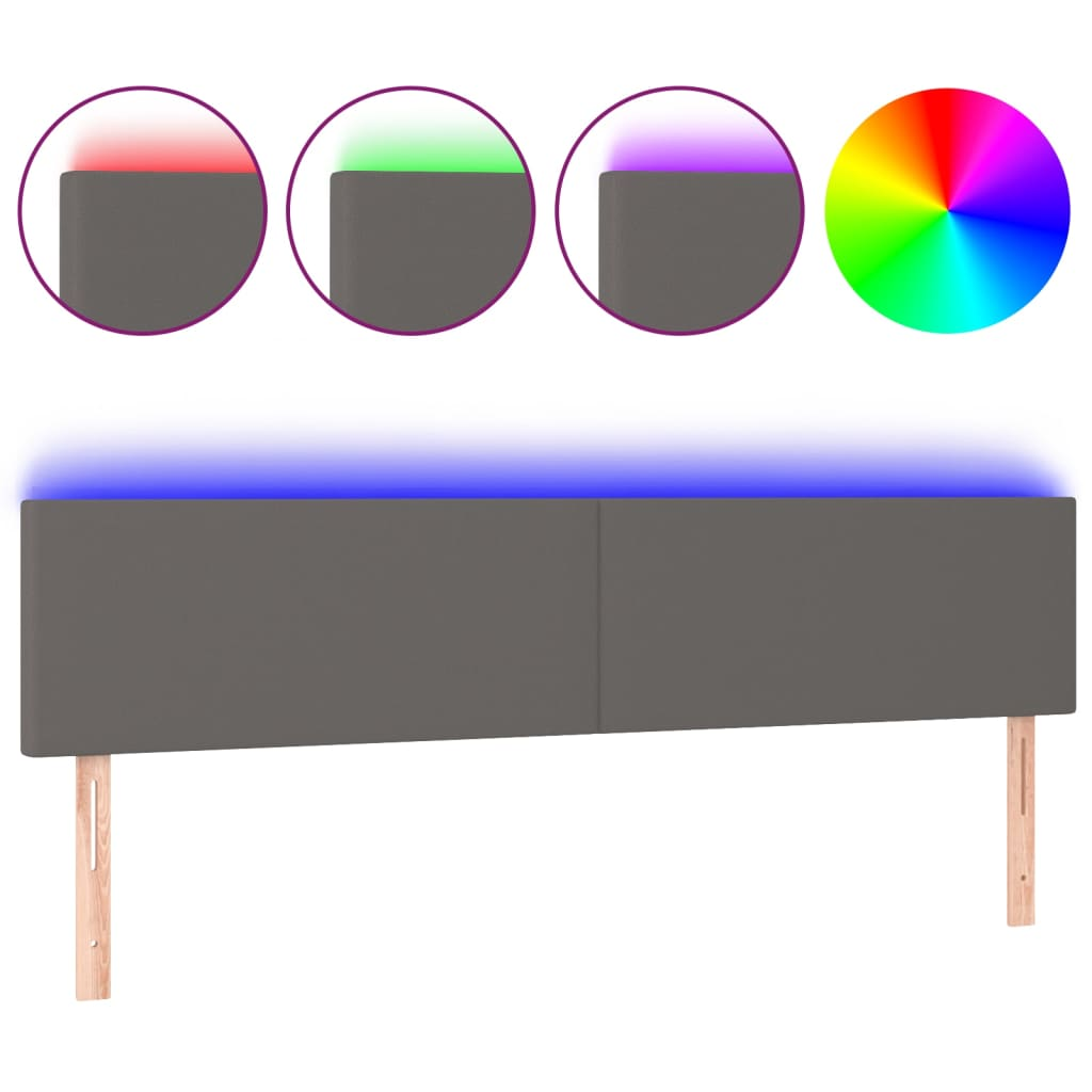 szürke műbőr LED-es fejtámla 160 x 5 x 78/88 cm (3121432)