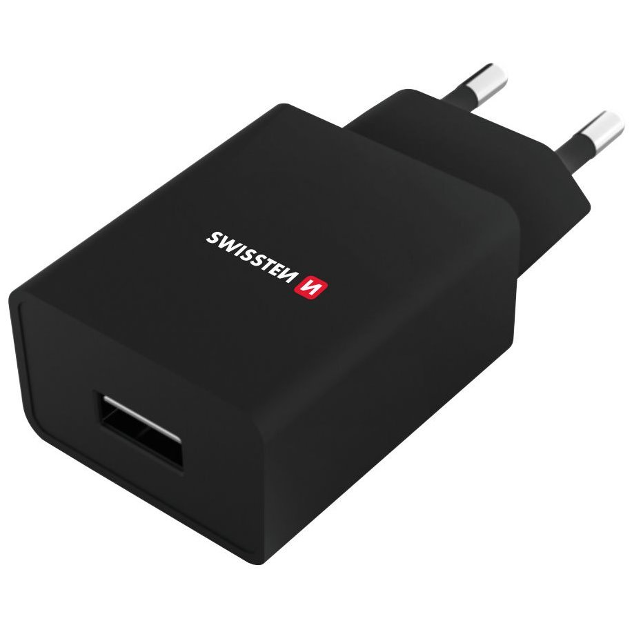 Swissten 22064000 USB-A Hálózati Töltő Adapter + USB-C Kábel 1.2m 5W - Fekete (22064000)