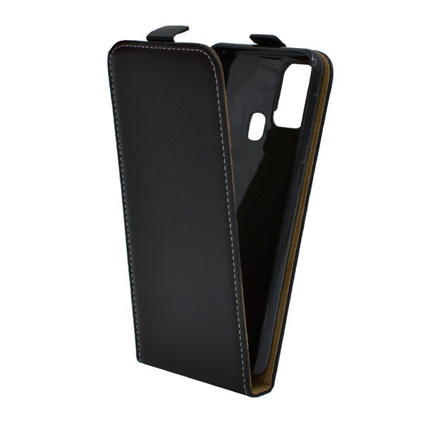 Tok álló, bőr hatású (FLIP, lefelé nyíló, szilikon tartó) FEKETE [Samsung Galaxy M31 (SM-M315F)] (5996457993000)