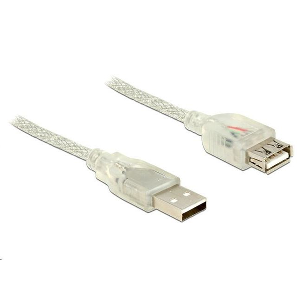 Delock 83881 USB 2.0 Type-A male > USB 2.0 Type-A female 1m áttetsző