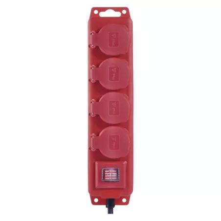 EMOS P14201 kapcsolós hosszabbító 4 aljzat, 10m piros-fekete (P14201)