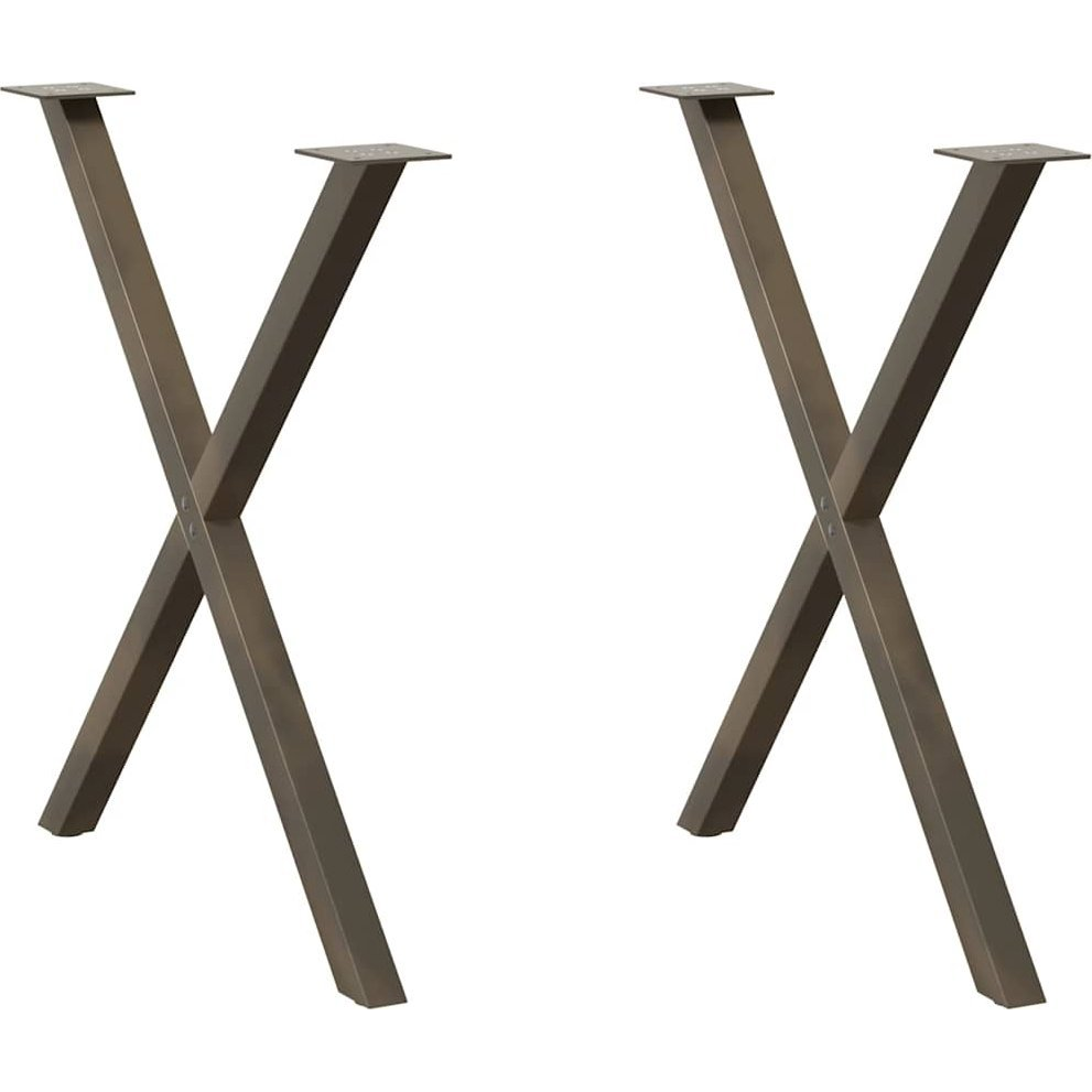 2 db természetes acél X-alakú étkezőasztal lábak 70x(72-73) cm (4012919)