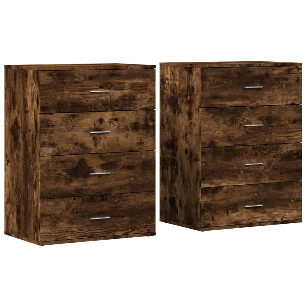 2 db füstös tölgy színű szerelt fa tálalószekrény 60x39x80 cm (3276627)