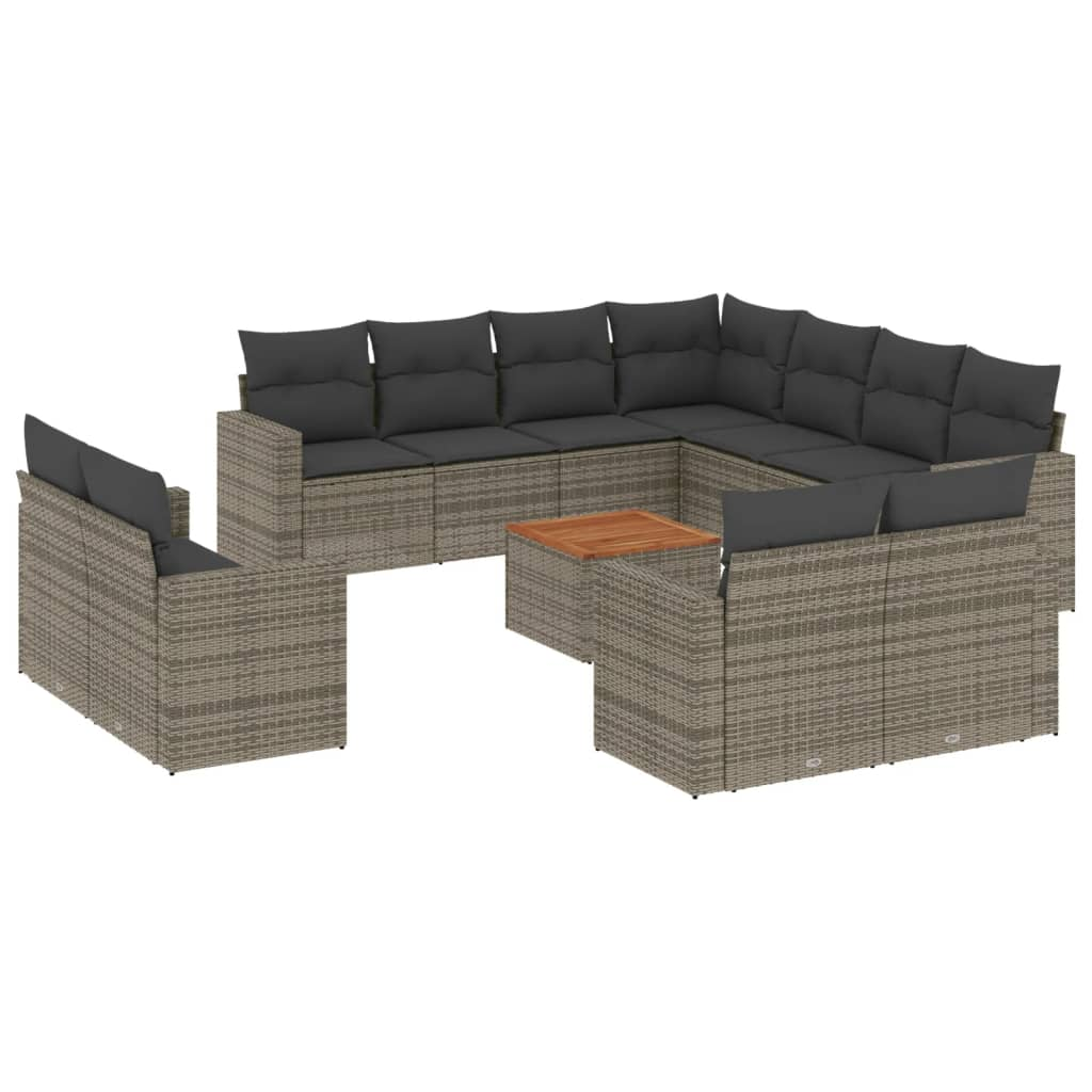 12 részes szürke polyrattan kerti ülőgarnitúra párnákkal (3256718)