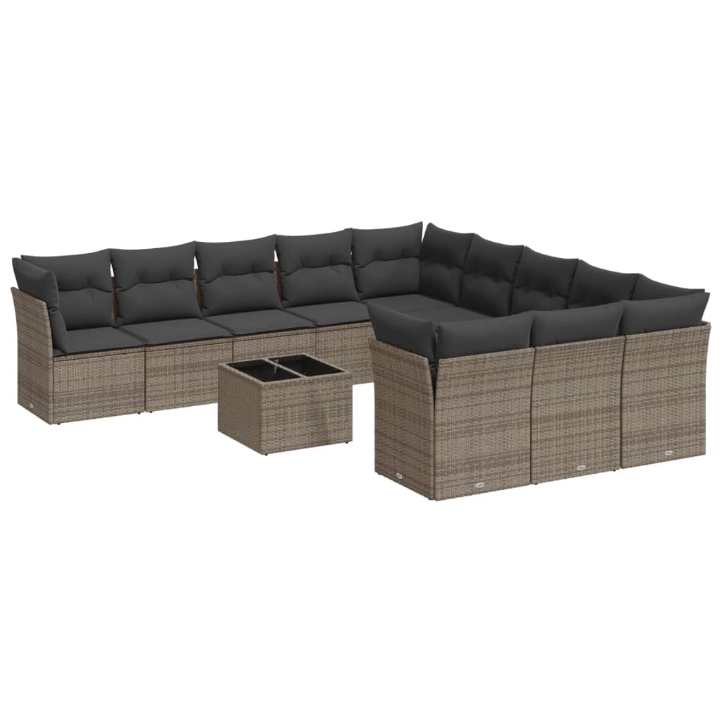 12 részes szürke polyrattan kerti ülőgarnitúra párnákkal (3250259)