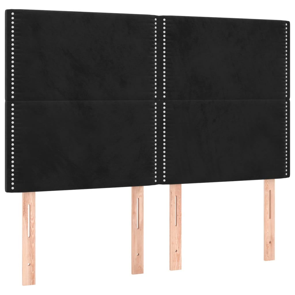 4 db fekete bársony fejtámla 72 x 5 x 78/88 cm (3116242)