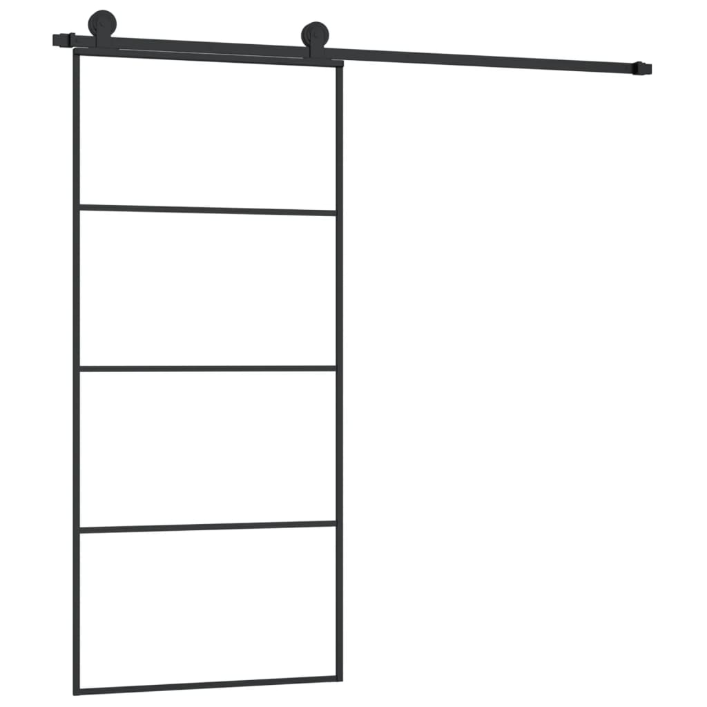 ESG üveg és alumínium tolóajtó fémszerelvény-szettel 90x205 cm (3152148)