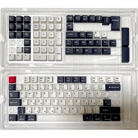 Keychron Cherry Dye-Sub PBT Full Set Keycap Set - Bluish Black White - HU-ISO (T79)