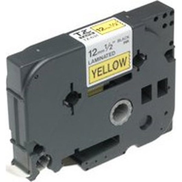 Brother Gloss Laminated Labelling Tape - 12mm, Black/Yellow етикетна лента TZ