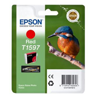 Оригинален мастилен патрон Epson T1597, червен, 17 мл