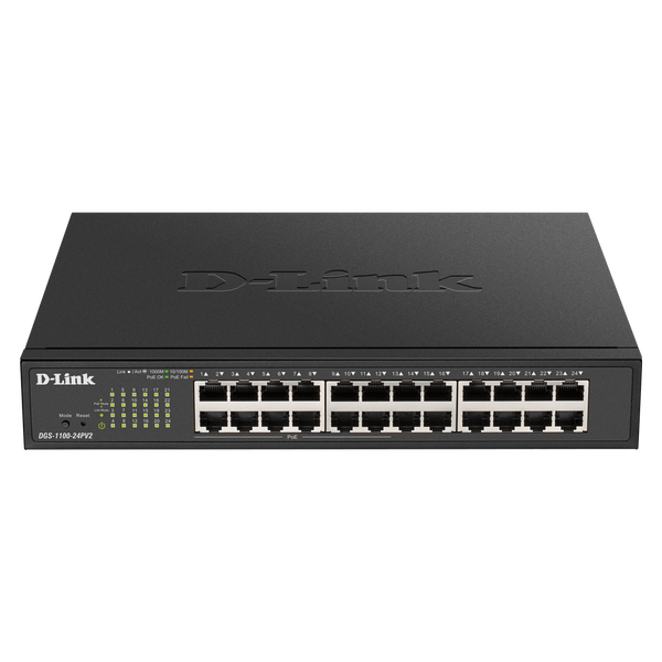 D-Link DGS-1100-24PV2 Управляем L2 Gigabit Ethernet (10/100/1000) Захранване по Ethernet (PoE) Черен