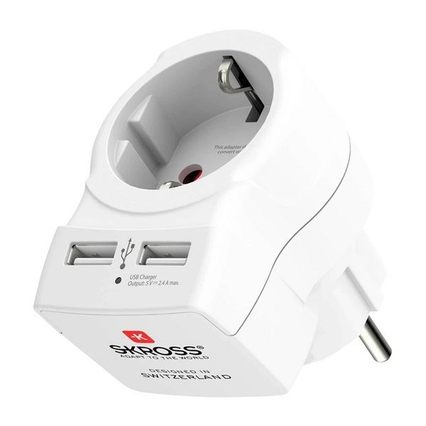 SKROSS hálózati elosztó (4 AC/2 USB aljzat) fehér (1.500282) (1.500282)