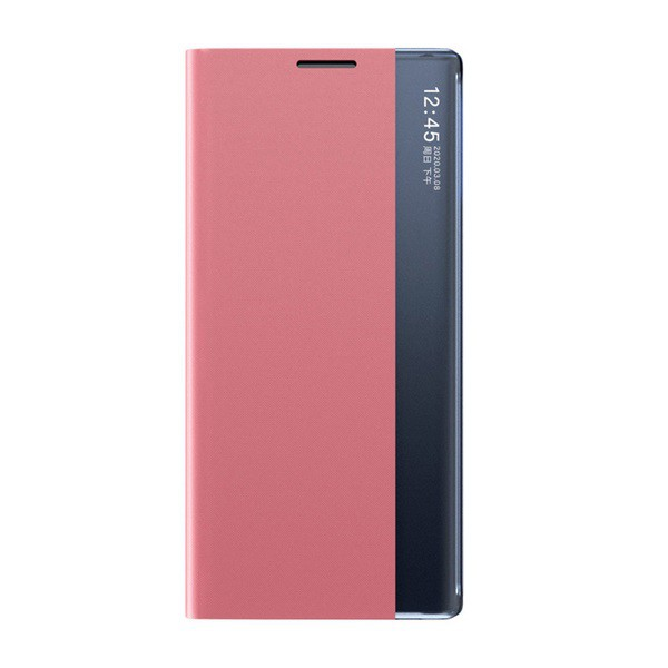 Tok álló, textil hatású (aktív FLIP, oldalra nyíló, asztali tartó funkció, Smart View Cover) RÓZSASZÍN [Samsung Galaxy A22 4G (SM-A225)] (5996591217260)