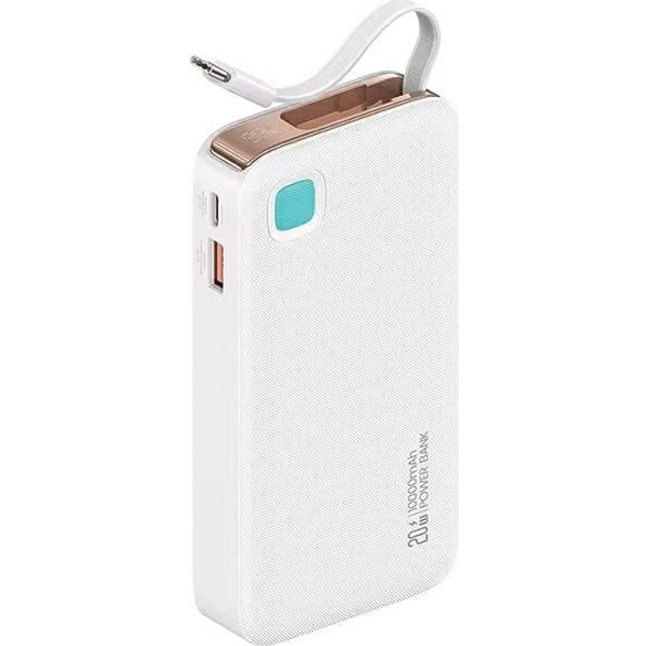 Usams US-CD224 Power Bank 10000mAh 20W PD Gyorstöltő Fehér
