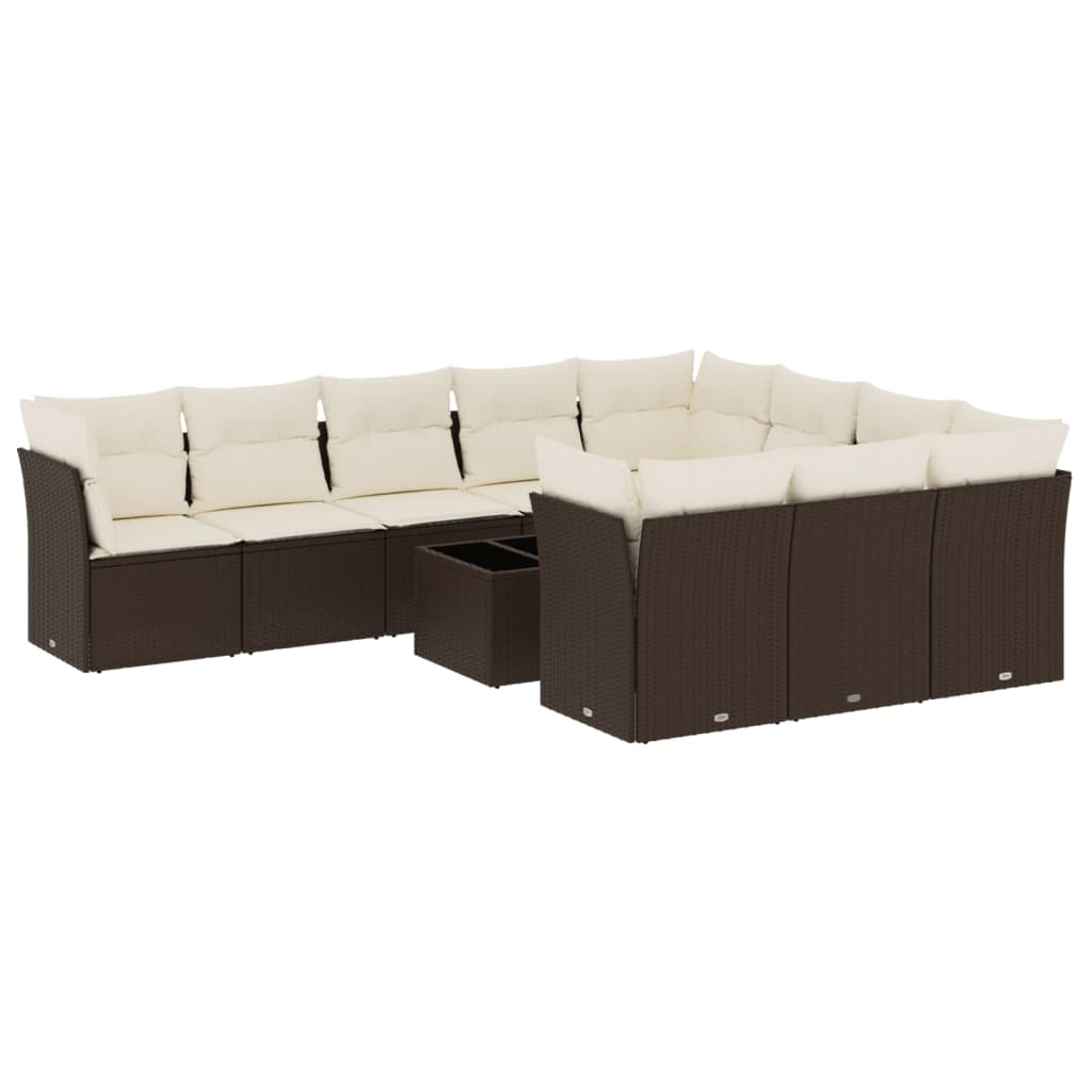 11 részes barna polyrattan kerti ülőgarnitúra párnákkal (3218233)