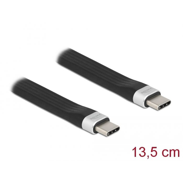 Delock USB-C - USB-C 2 FPC lapos csík kábel 13,5 cm fekete (85770)