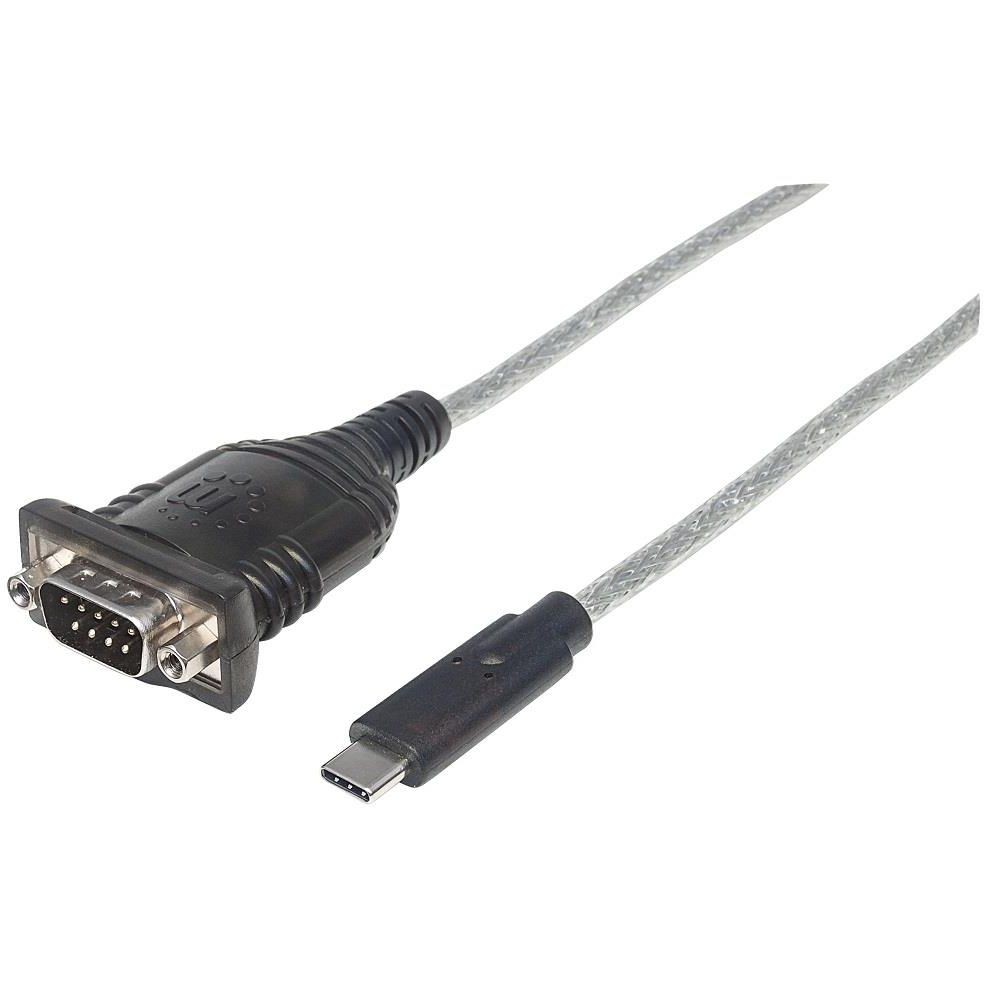 Manhattan 151283 soros kábel Fekete, Ezüst 0,45 M USB-C Serial/COM/RS232/DB9 (151283)