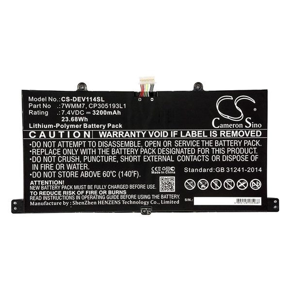 Cameron Sino Li-Polymer akku (7.4V/3200mAh, DELL 7WMM7 kompatibilis) (CS-DEV114SL)