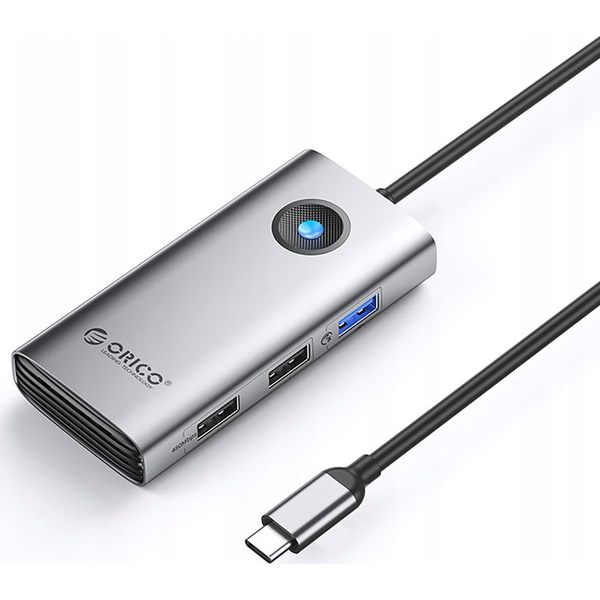 Stacja dokująca USB-C 5w1 / output: 1x USB-A 3.0 + 2x USB-A 2.0 + 1x HDMI - szara