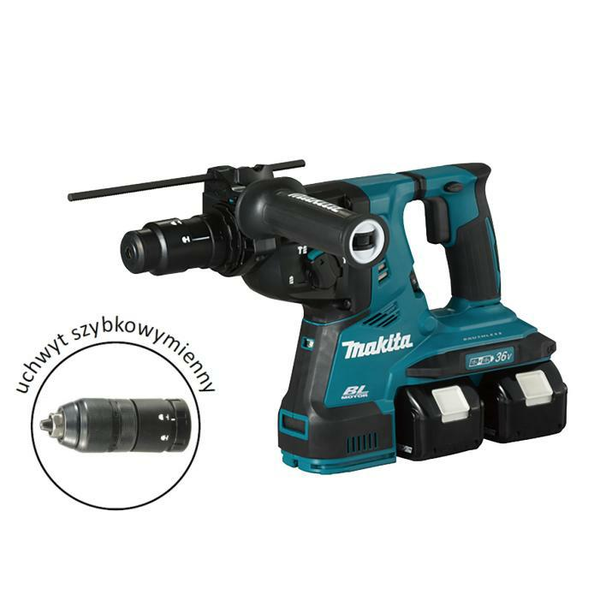 MAKITA VRTACÍ A KOVACÍ KLADIVO SDS-PLUS 2x18V 2,9J AVT 2x5,0Ah + DRŽÁK