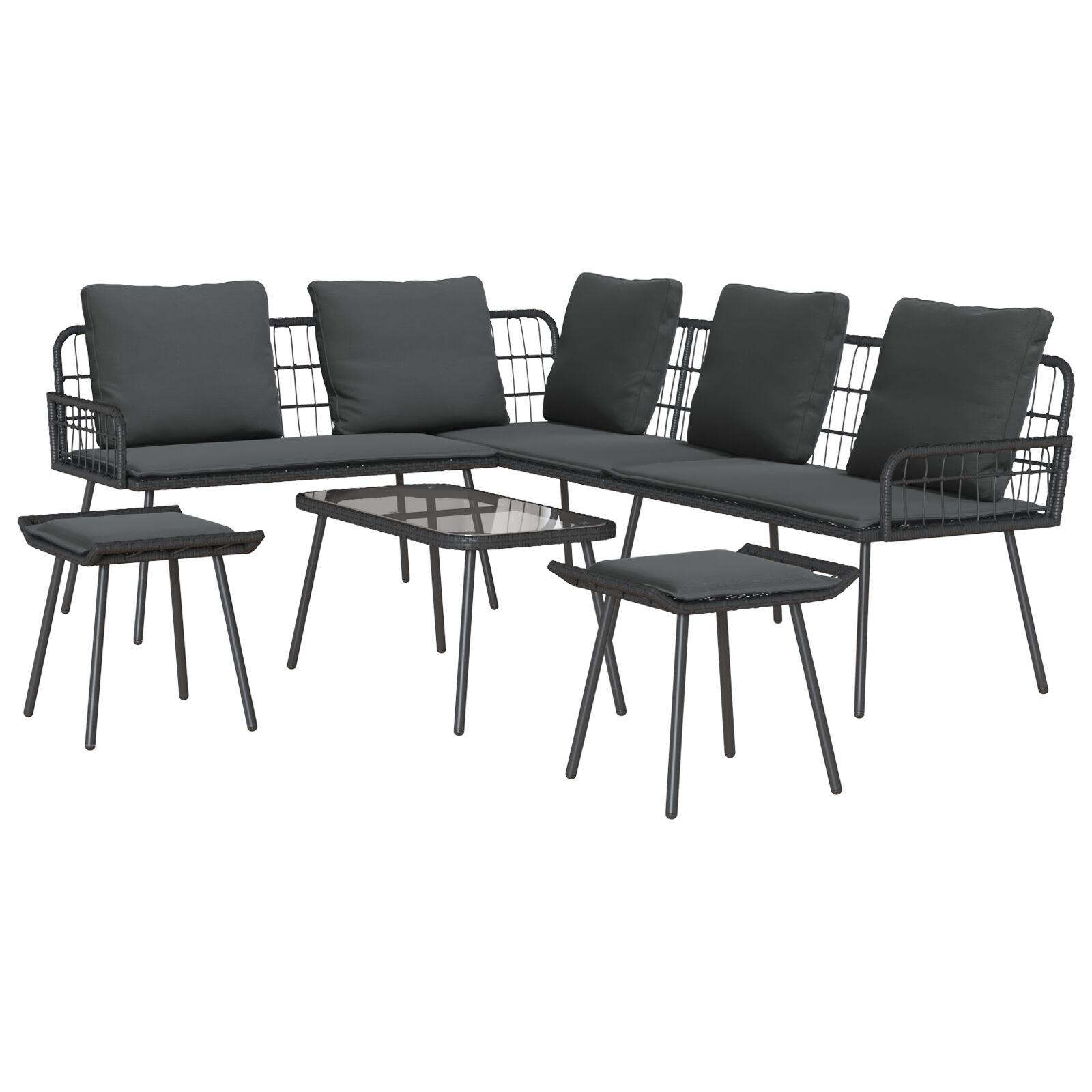 4 darabos kültéri kanapé szett párnákkal Fekete Poli Rattan (3328650)