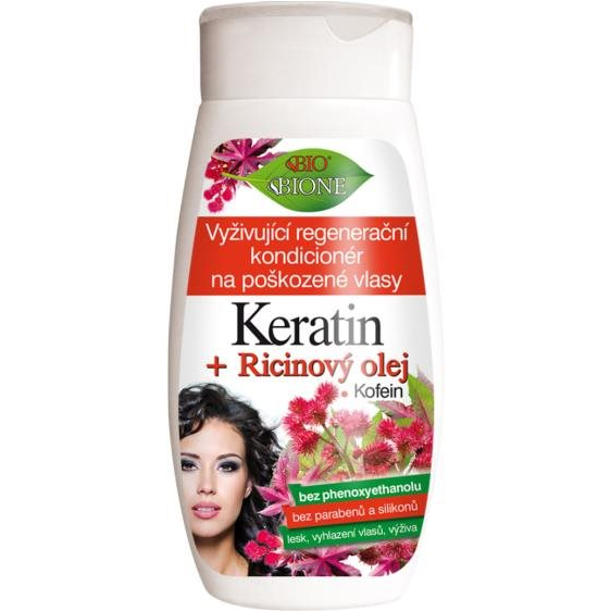 BIONE COSMETICS Bio Keratin + Ricinusolaj Regeneráló kondicionáló 260 ml (8595061617417)