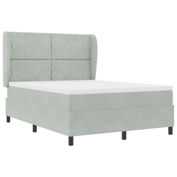 Boxspring Ágy Matrac Málna Szürke 140x200 cm Bársony