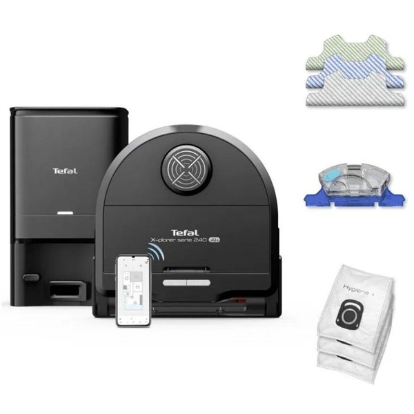 Tefal X-Plorer Serie 240+ RG9695 роботизирана прахосмукачка Без торба Черен