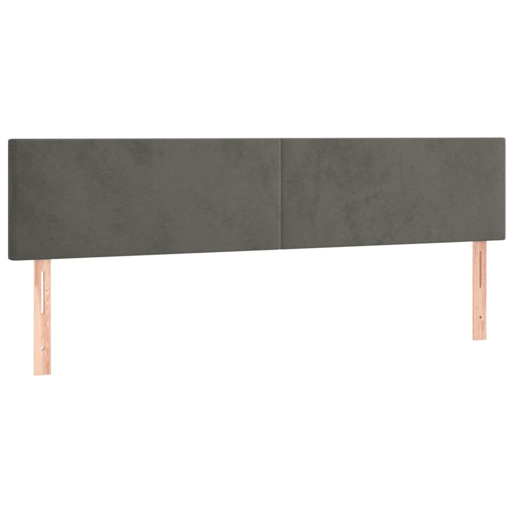 2 db sötétszürke bársony fejtámla 100x5x78/88 cm (345859)