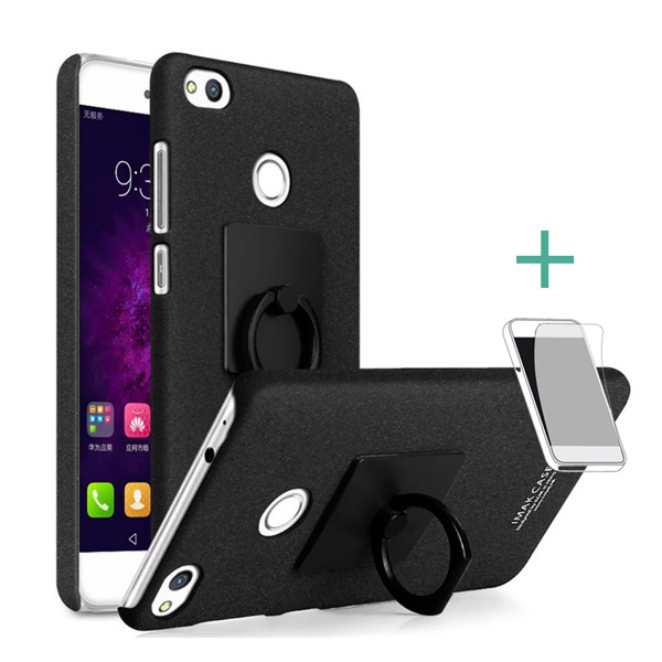 IMAK Huawei P9 Lite (2017) Védőtok gyűrűvel - Fekete (GP-74348)