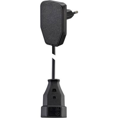 Lapos dugós hálózati hosszabbítókábel, 0,8 m, fekete, H03VVH2-F 2X 0,75 mm2, NVB 104569 (104569)