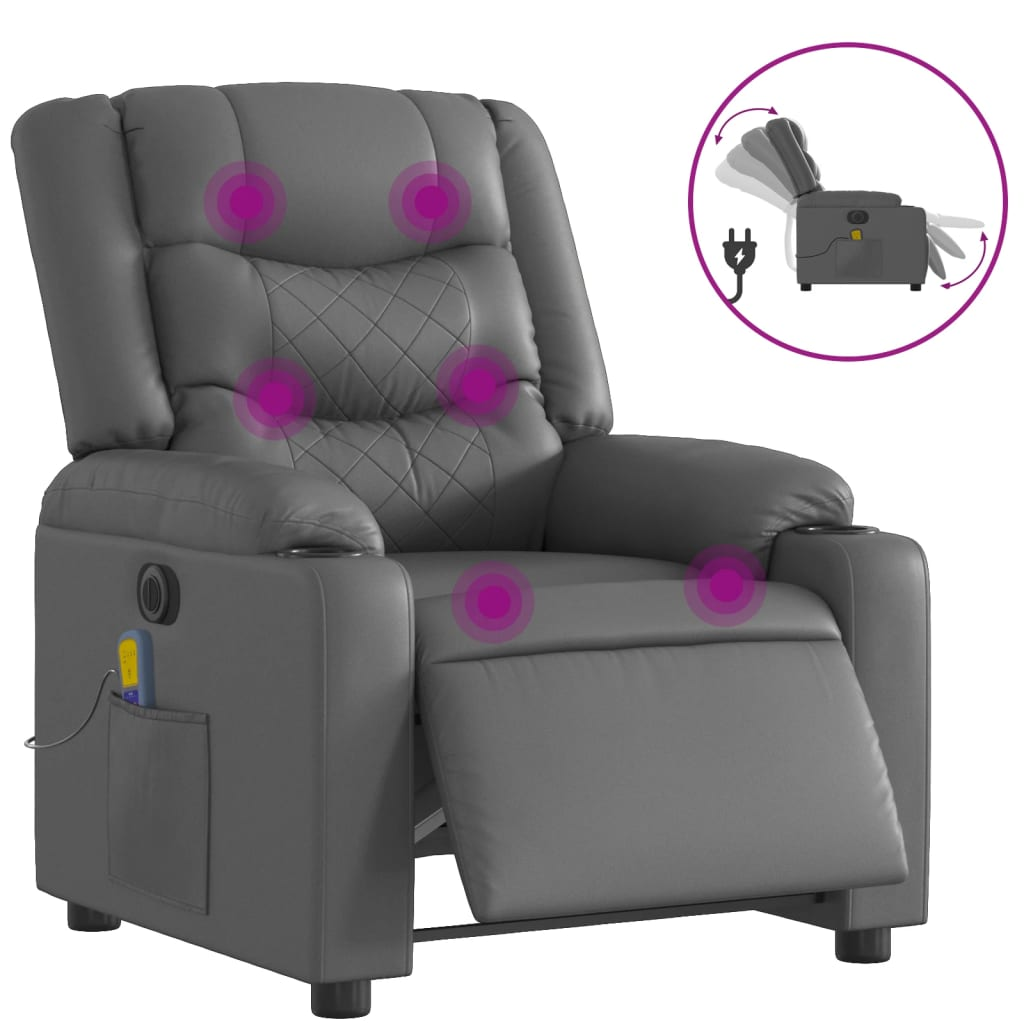 szürke műbőr elektromos dönthető masszázsfotel (3206550)