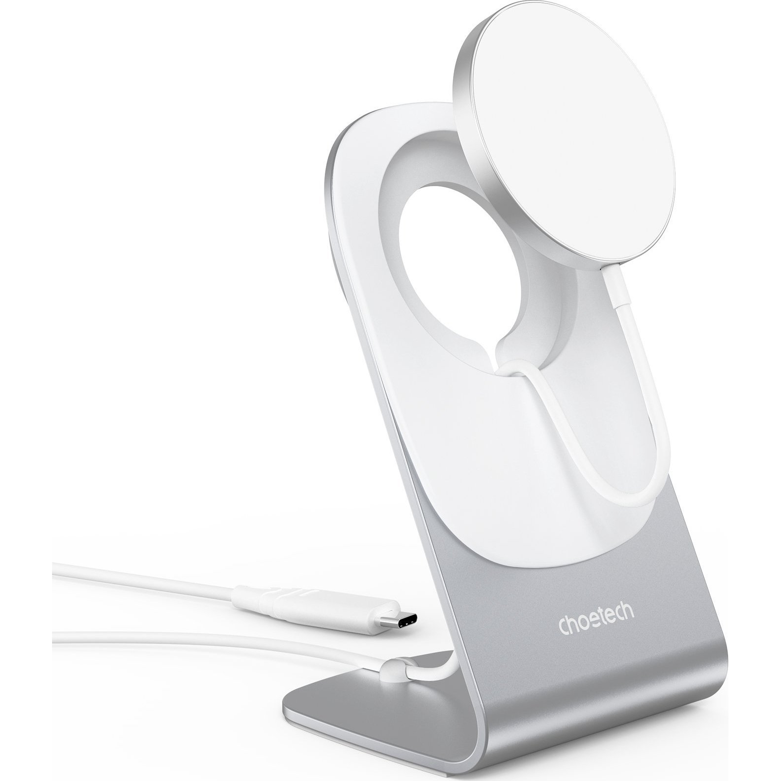 Ładowarka bezprzewodowa z uchwytem Choetech T518-F+H046, 15W (biała) (CHT161)