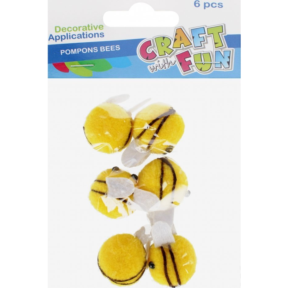Craft with Fun OZDOBA DEK POMPON PSZCZOLKA 6SZT 3CM CF 12/144