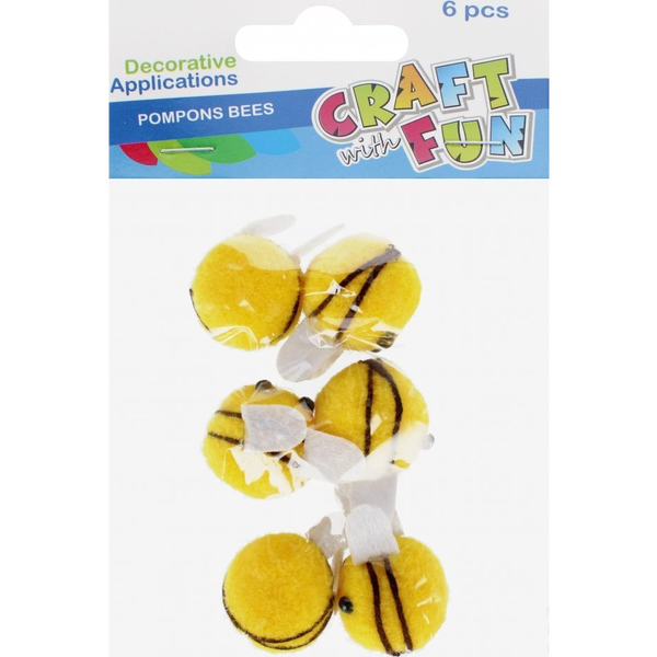  Craft with Fun OZDOBA DEK POMPON PSZCZOLKA 6SZT 3CM CF 12/144