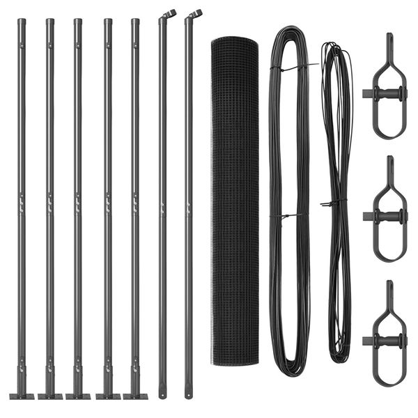 Szürke Kerítésoszlop Szett 2-es Szett Szürke Fém, PVC 10 x 1 m