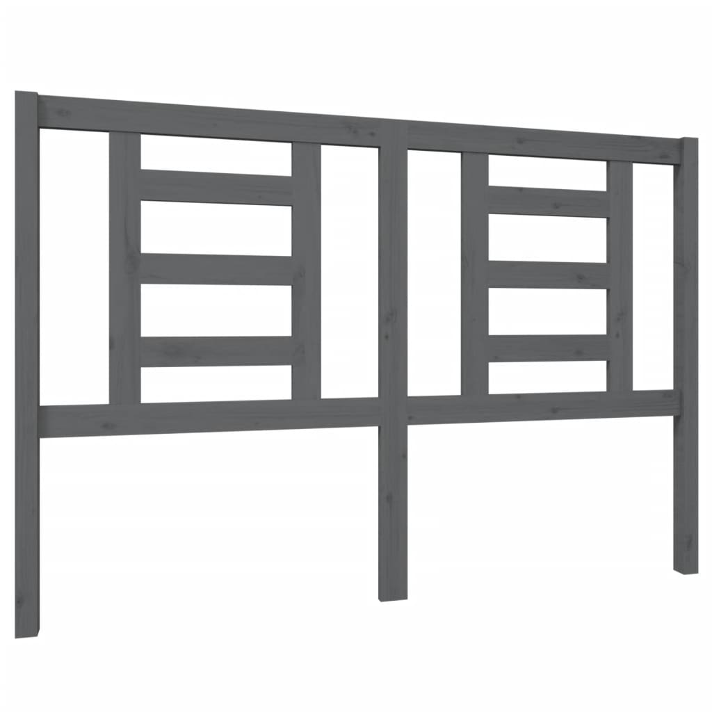 szürke tömör fenyőfa ágyfejtámla 146 x 4 x 100 cm (818822)