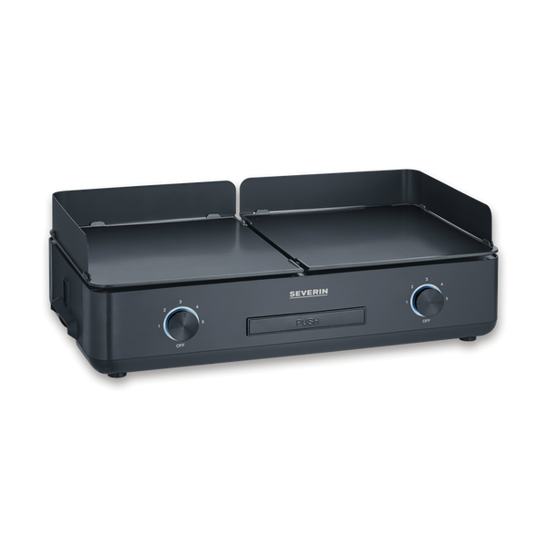 Електрическа скара Severin, Suave, S8569, незалепваща повърхност 48x27 см, бързо приготвяне, подходяща за вътрешна/външна употреба, регулируема температура, 2200 W, Черен