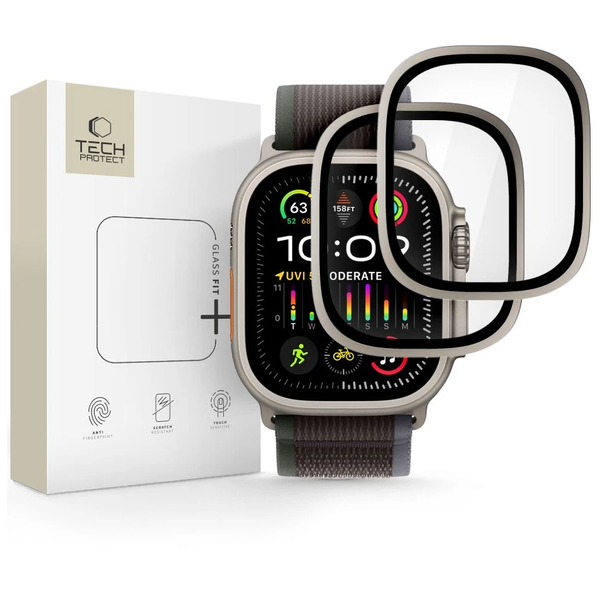 Edzett üveg Tech‑Protect Glass Ring 2-PACK Apple Watch Ultra 1/2/3 készülékhez (49 MM) titán