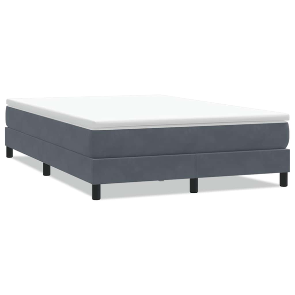 sötétszürke bársony rugós ágy matrac nélkül 140x210 cm
