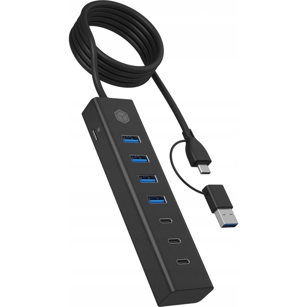 ICY BOX IB-HUB1737-C3 USB 3.2 Gen 1 (3.1 Gen 1) Type-C 5000 Mbit/s Fekete (IB-HUB1737-C3)
